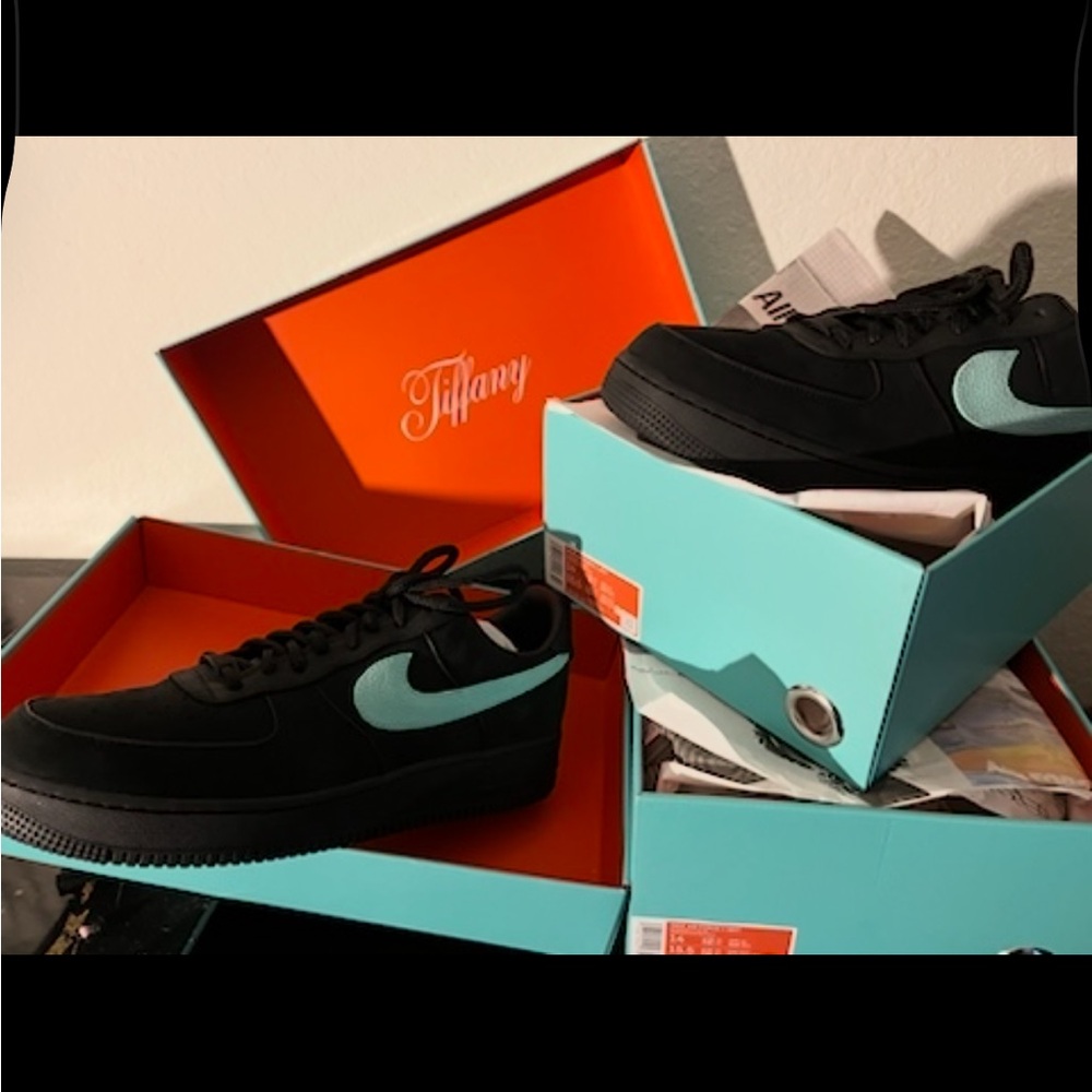 Tiffany & Co. Men's Black Sneakers with Blue Accent
